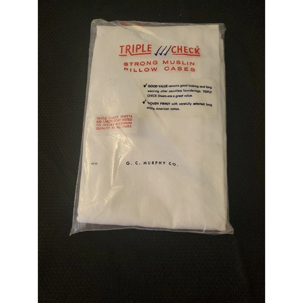 Vtg Sets Triple Check Muslin Pillow cases New Original Packaging 42